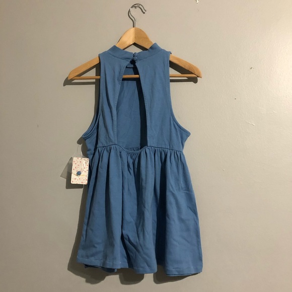 Free People Washed Blue Mock Neck Babydoll E - Picture 3 of 5